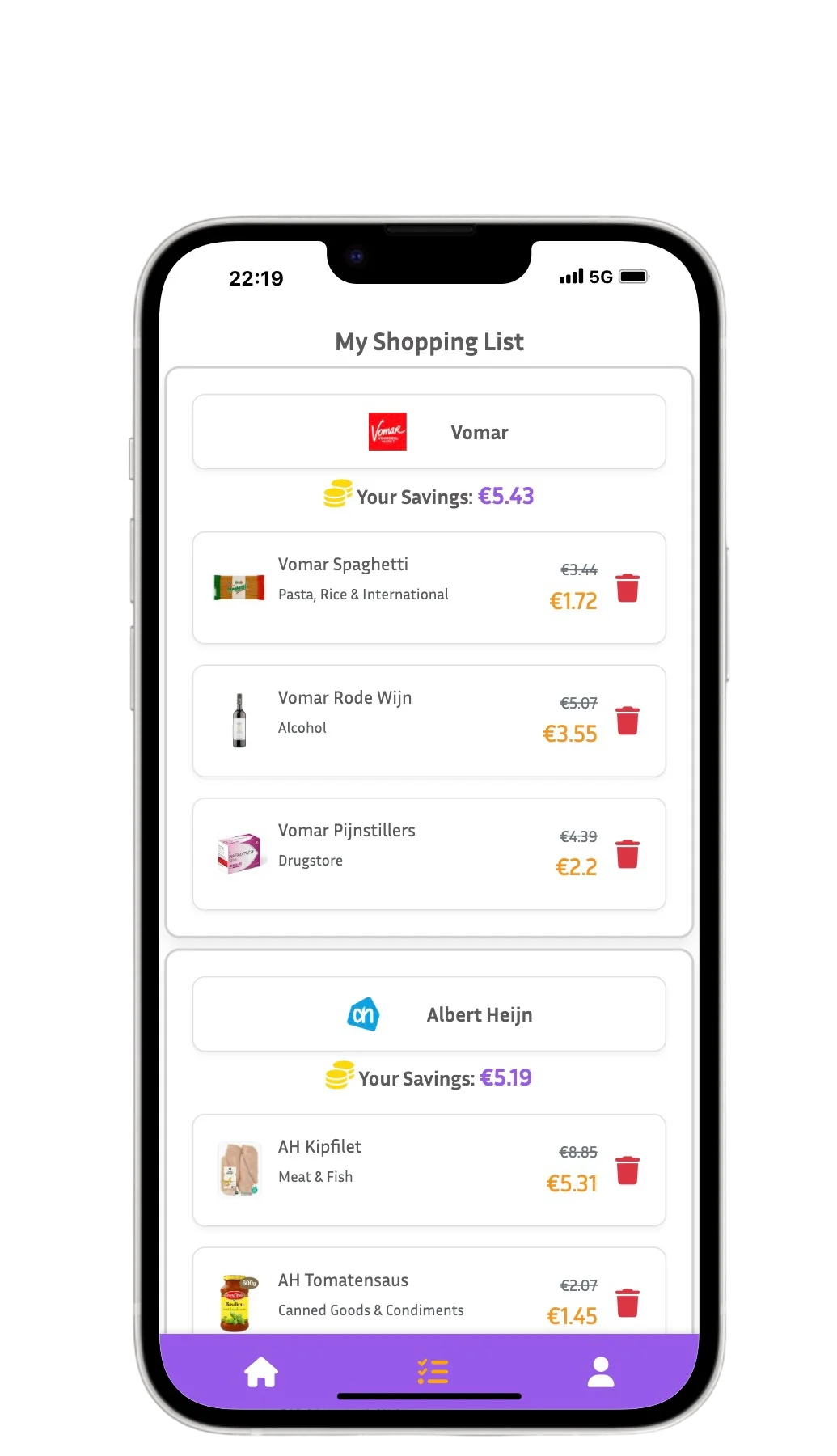 DealHuntr Shopping List